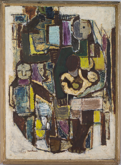 한묵, <가족>, 1957년, 캔버스에 유채, 98.7×71.3cm, 소장번호 6