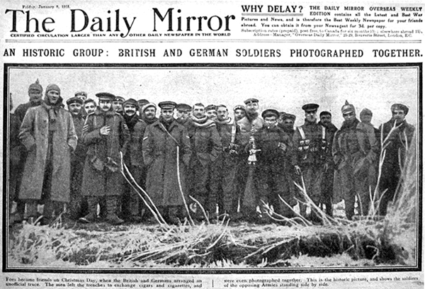 1914년 크리스마스 휴전을 다룬 영국 신문