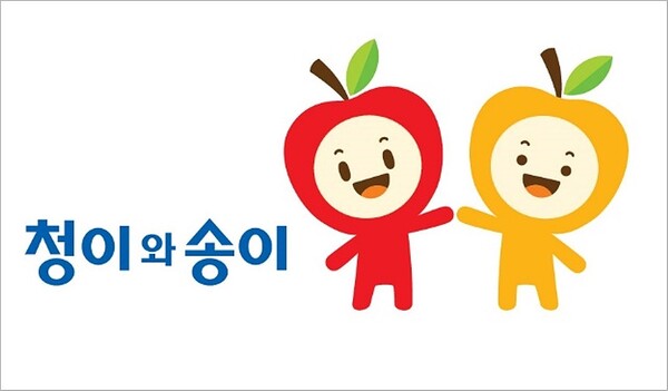 ▲청송군의 마스코트인 청이와 송이. 사과를 닮 았다./ 출처 : 청송군 산소카페