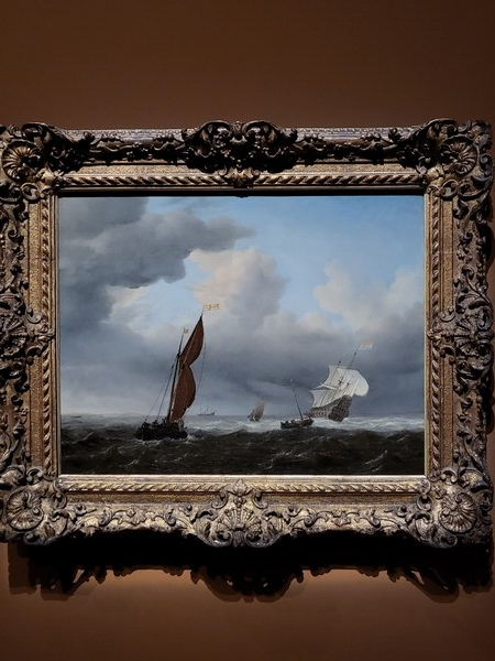 ▲윌렘 반 데 벨트 2세, '강풍 속 네덜란드 배와 작은 배들'(1658년경)